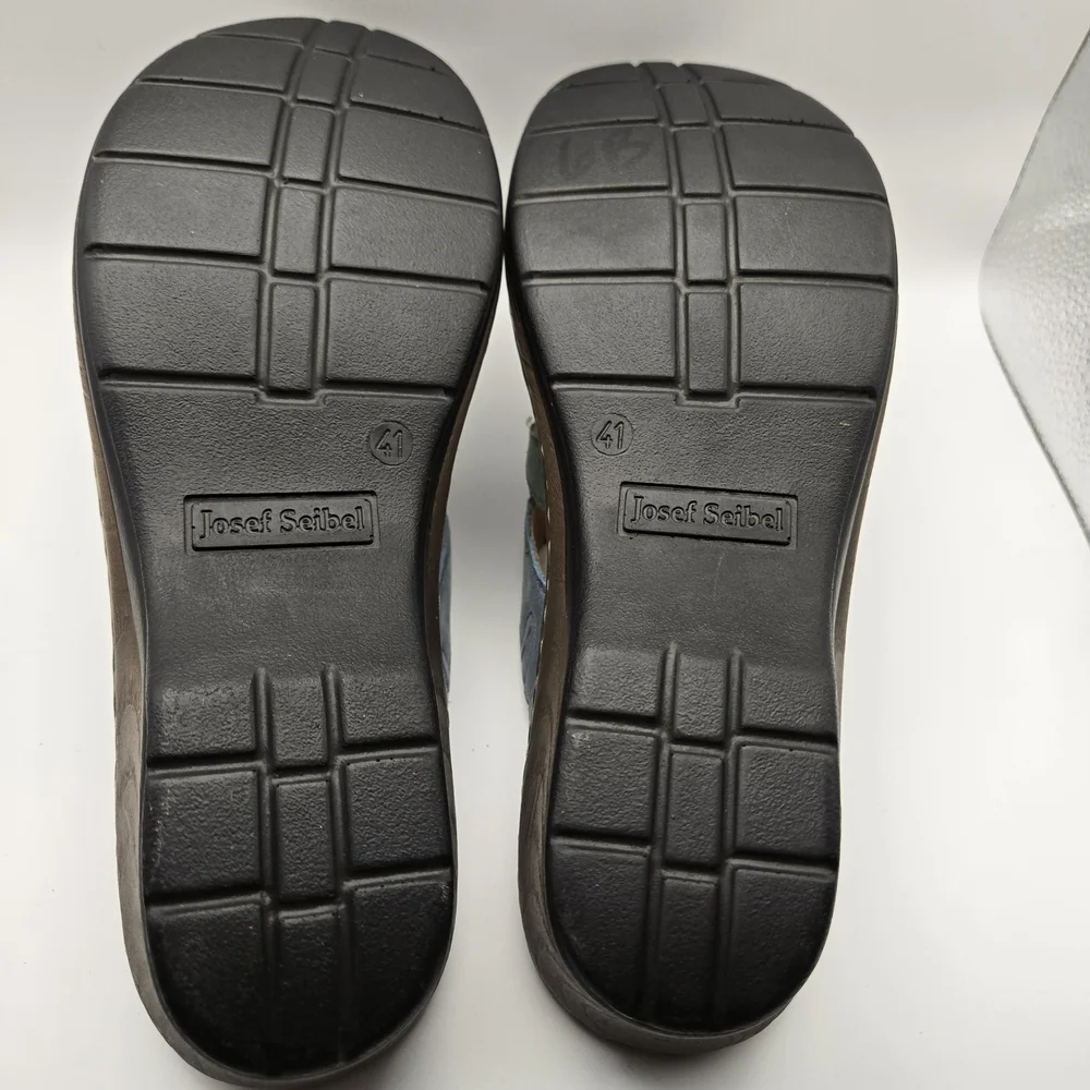 Josef Seibel Women's Blue and Green Slip On Leather Mule Sandals - Picture 5 of 9